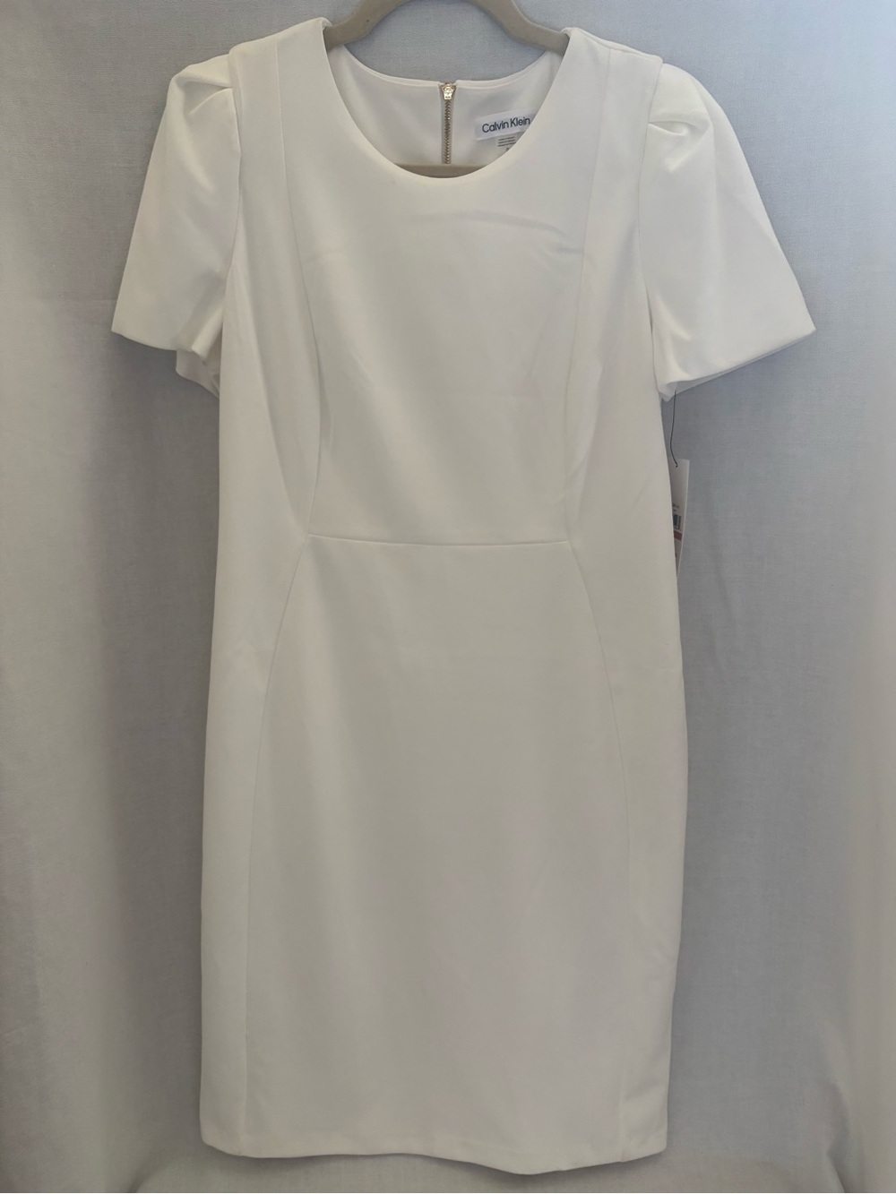 Calvin Klein White Short-Sleeve Sheath Dress